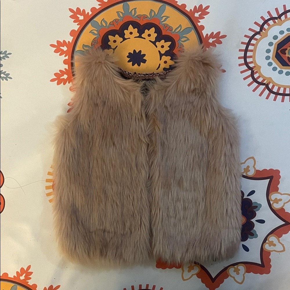 Kids Faux Fur Vest - Peachy